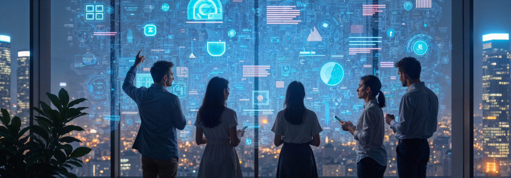 team-looking-futuristic-digital-interface-office Enterprise Asset Management